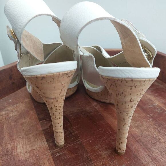 Via Spiga ONITTA White Leather Peep Toe Slingback Heels size 9.5 - Picture 7 of 13